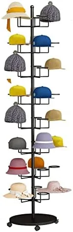 استند نمایش کلاه گیس یا کلاه ایستاده سنگین، قفسه نگهدارنده کلاه متحرک فلزی مدرن و بلند برای کلاه‌های متعدد با چرخ‌های قفل‌دار