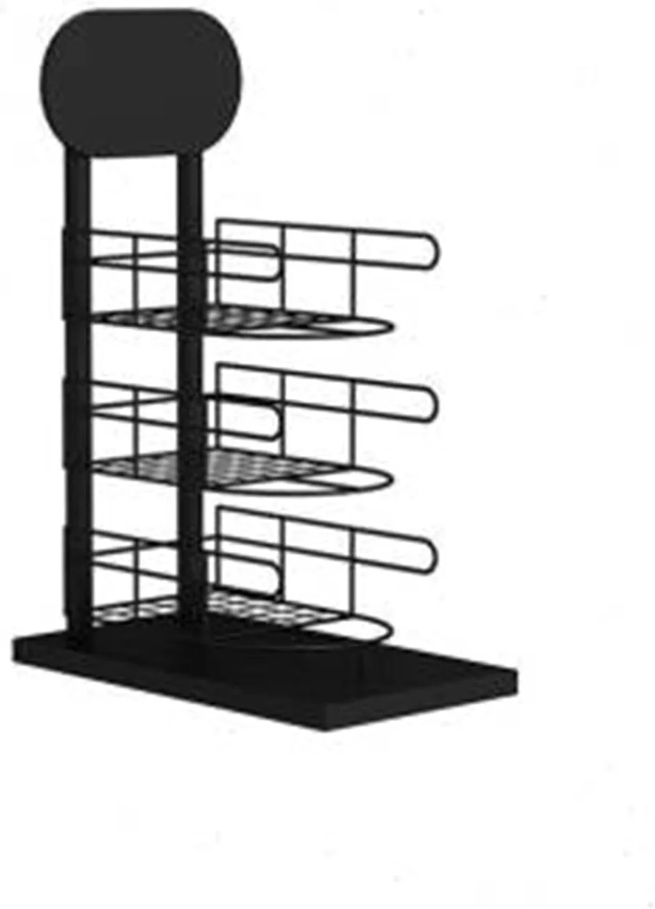 استند کلاه، استند نمایش کلاه، استند فلزی نمایش کلاه فروشگاهی، استند تجاری کلاه و سرپوش، مناسب برای مراکز خرید (مشکی - 3 طبقه)