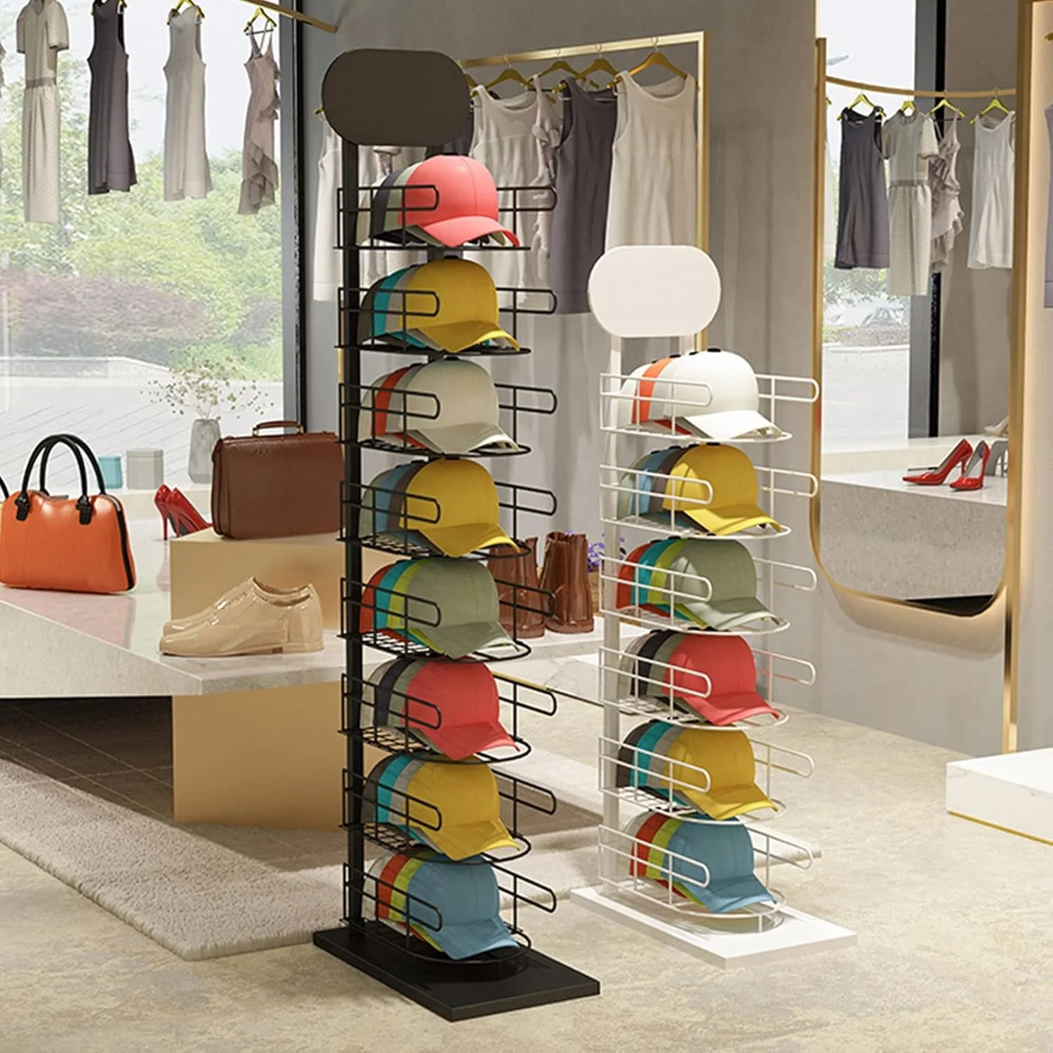 استند کلاه، استند نمایش کلاه، استند فلزی نمایش کلاه فروشگاهی، استند تجاری کلاه و سرپوش، مناسب برای مراکز خرید (مشکی - 3 طبقه) استند کلاه، استند نمایش کلاه، استند فلزی نمایش کلاه فروشگاهی، استند تجاری کلاه و سرپوش، مناسب برای مراکز خرید (مشکی - 3 طبقه)