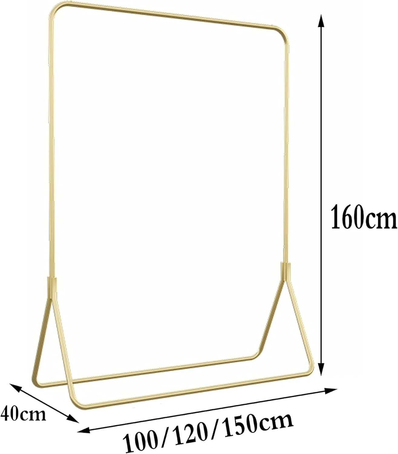 آویز لباس سنگین، استند نمایش لباس، رگال لباس اتاق خواب، رگال فروشگاهی لباس، رگال فلزی لباس، طلایی، 150 سانتی متر