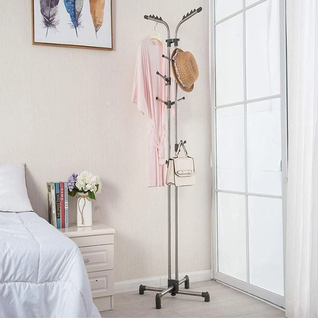 رخت آویز ایستاده برای اتاق خواب، خانگی، ساده، مدرن، آویز کیف، چند منظوره، استیل ضد زنگ، نصب آسان رخت آویز ایستاده برای اتاق خواب، خانگی، ساده، مدرن، آویز کیف، چند منظوره، استیل ضد زنگ، نصب آسان