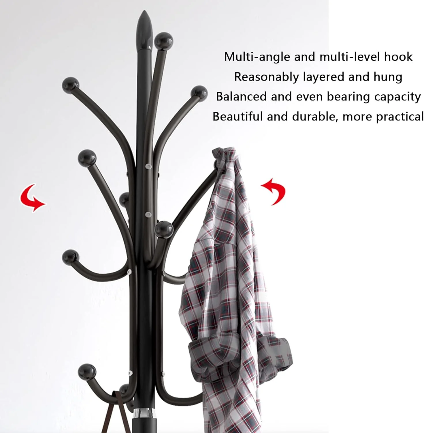 جالباسی فلزی ایستاده، جالباسی درختی با پایه گرد محکم، جالباسی ایستاده گوشه ای برای خانه یا دفتر