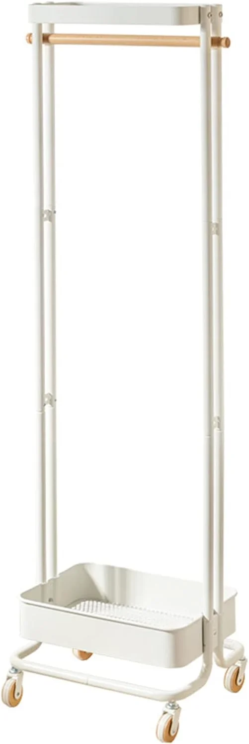 رخت آویز ایستاده چند منظوره، سازمان دهنده ورودی منزل 3 در 1، دارای میله آویز، قلاب، چرخ و آویزهای ایستاده