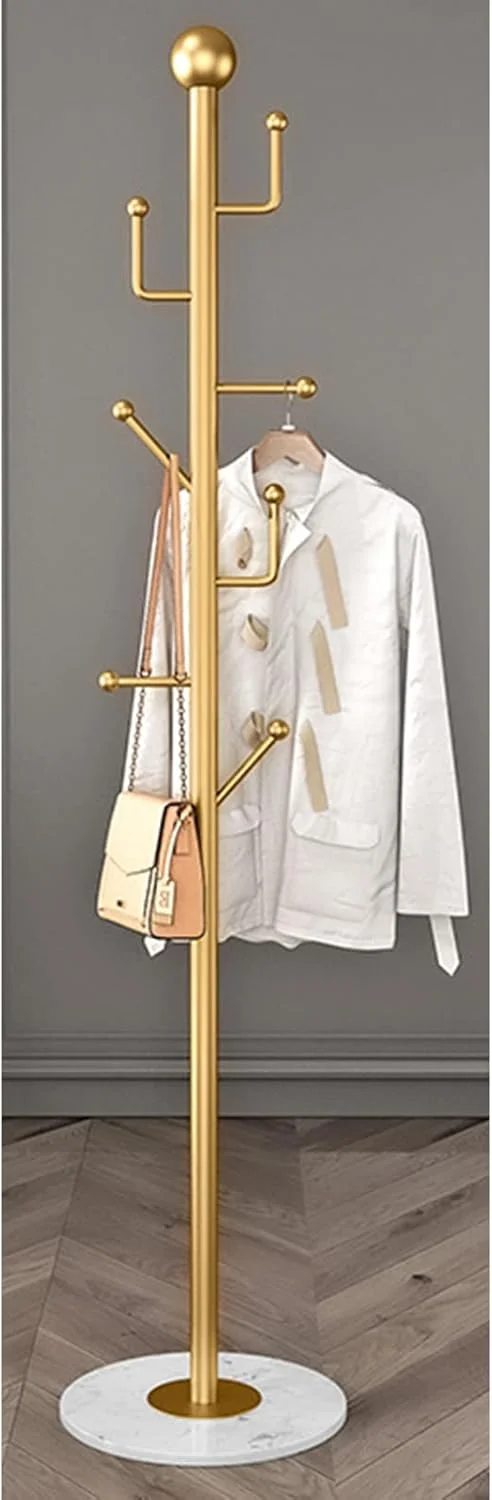 رخت آویز فلزی مدرن 170 سانتی متری با پایه مرمر پایدار، رخت آویز ایستاده فلزی و آویز کلاه با 7 قلاب