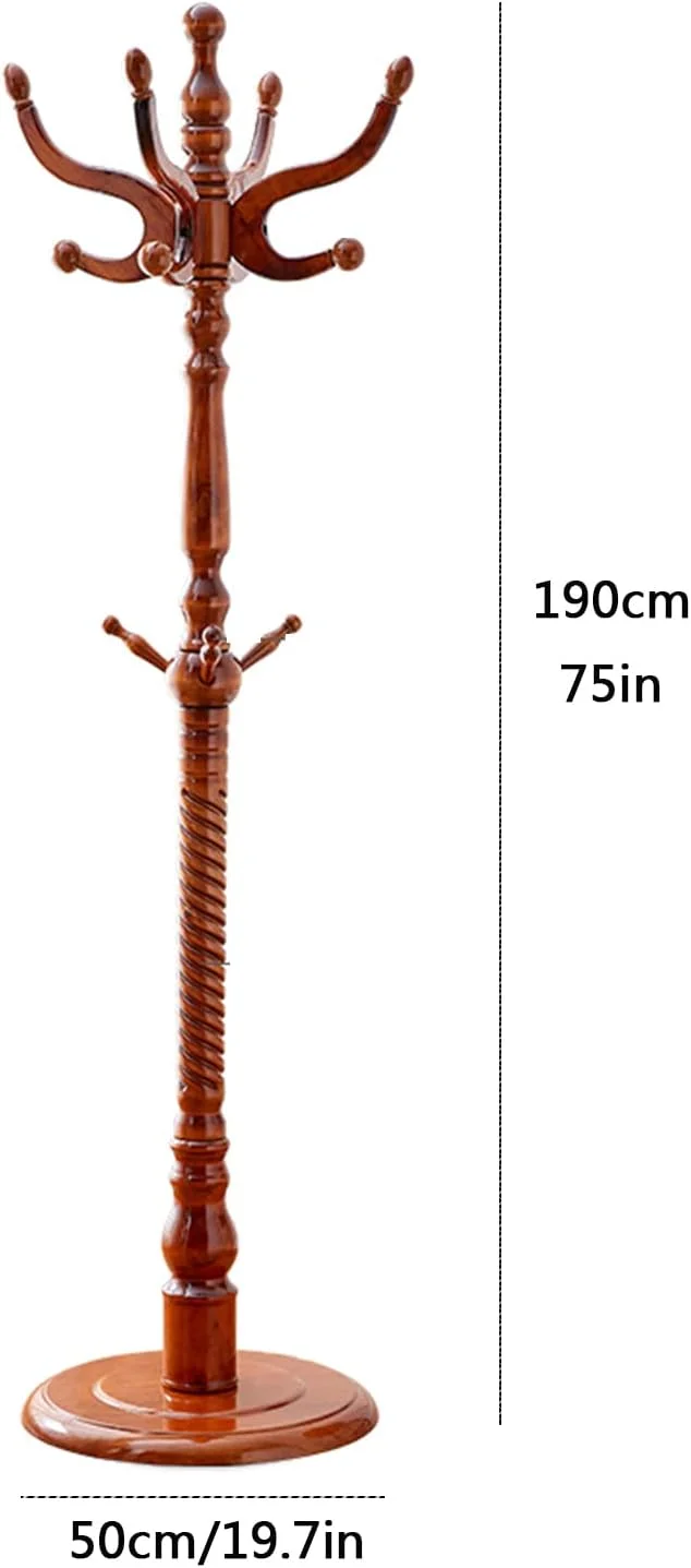 جالباسی ایستاده، جالباسی درختی با ۱۱ آویز، مونتاژ آسان، جالباسی چوبی محکم، مناسب برای کت، کلاه، کیف