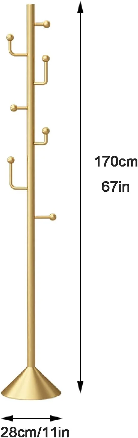 جالباسی ایستاده فلزی مدرن، دارای ۷ آویز، مناسب برای گوشه اتاق، آویز کلاه و مرتب کننده ورودی