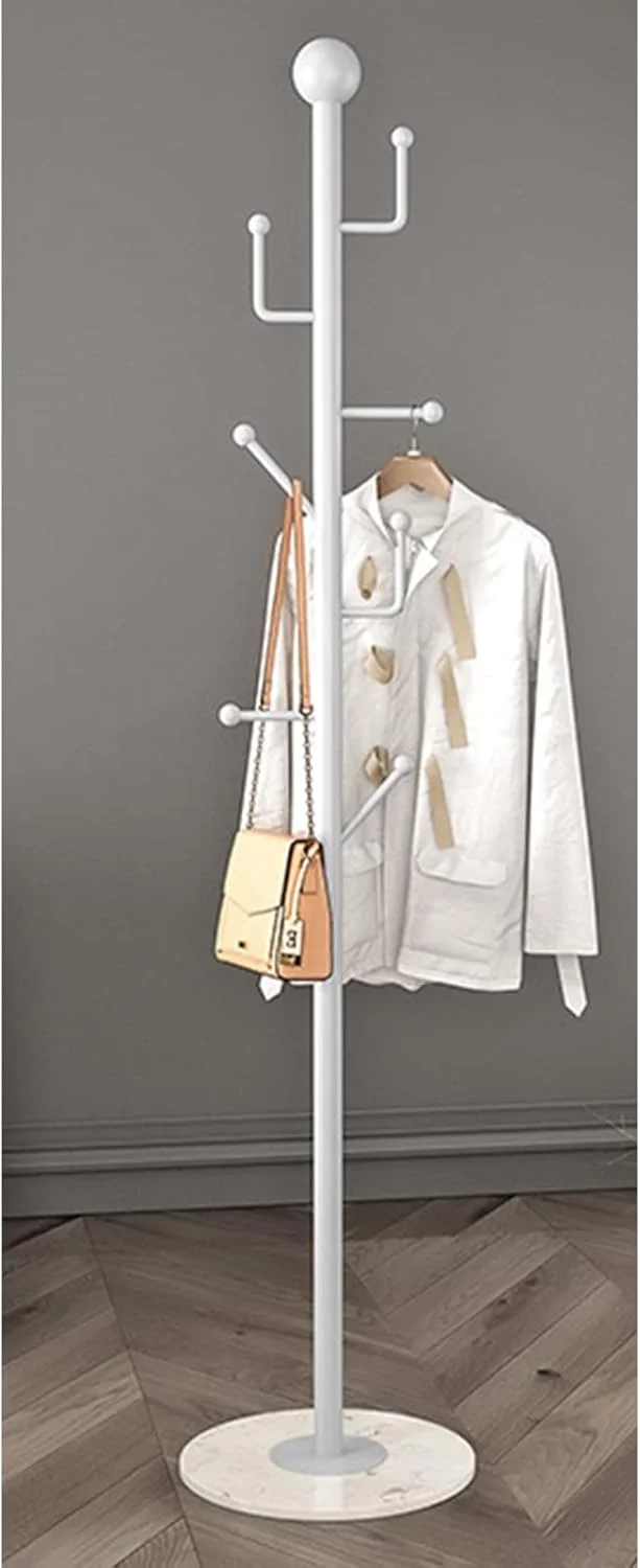 جالباسی فلزی مدرن 170 سانتی‌متری با پایه مرمرین مستحکم، جالباسی ایستاده فلزی و آویز کلاه با 7 قلاب