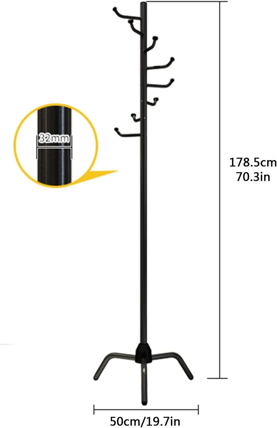 رخت آویز ایستاده 180 سانتی متری، دارای 8 آویز، سازمان دهنده لباس، مناسب برای اتاق خواب، دفتر کار، راهرو ورودی