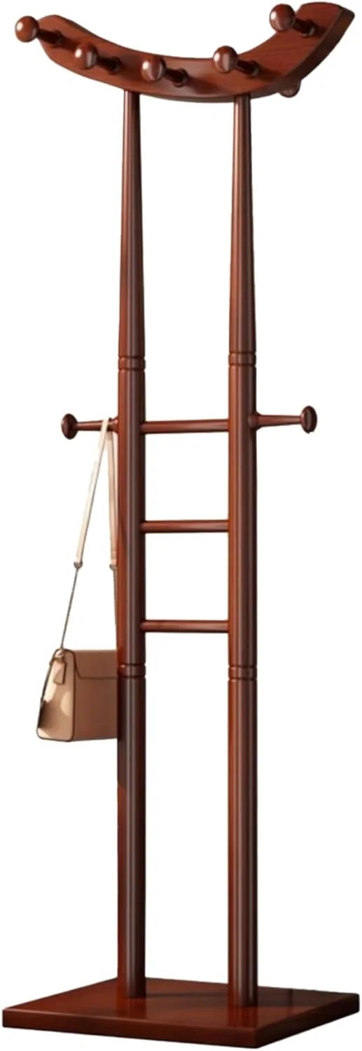 جالباسی ایستاده چوبی 170 سانتی‌متری، جالباسی مستقل با پایه محکم، پرداخت ماهاگونی برای ورودی اتاق خواب