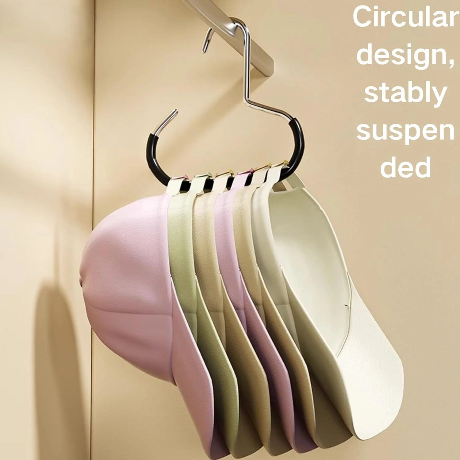 آویز کلاه ۴ تکه با قابلیت صرفه جویی در فضا - آویز چند منظوره برای کلاه‌های بیسبالی، نقاب‌ها، کمربندها، کراوات‌ها و شال‌ها، راه حل نگهداری برای نصب روی کمد، در و دیوار برای اتاق خواب، کمد یا ورودی