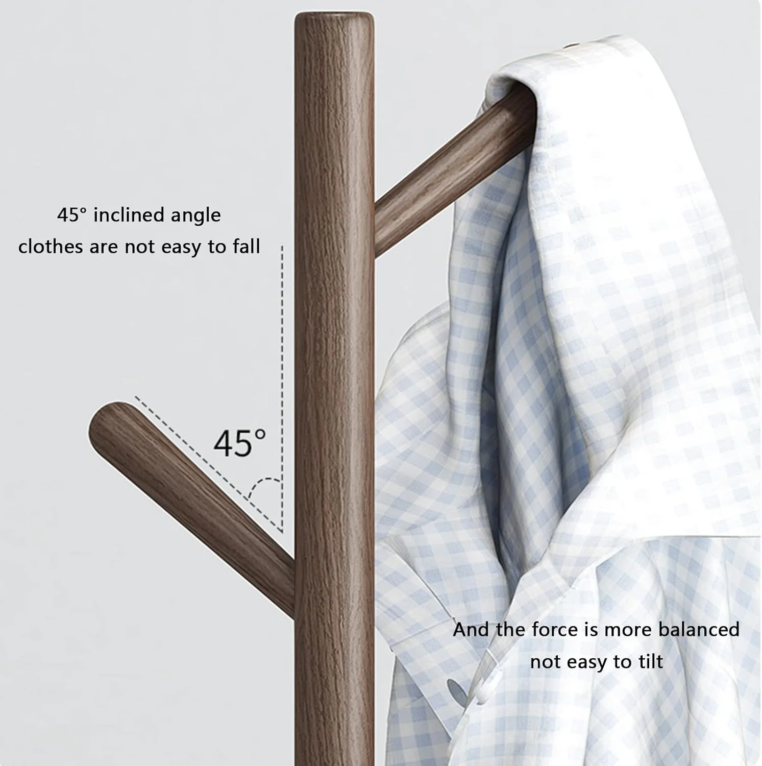 جالباسی ایستاده چوبی، با قابلیت چرخش 360 درجه، دارای 9 آویز و 3 طبقه برای آویزان کردن کت، ژاکت، کلاه، کیف، شال و کراوات