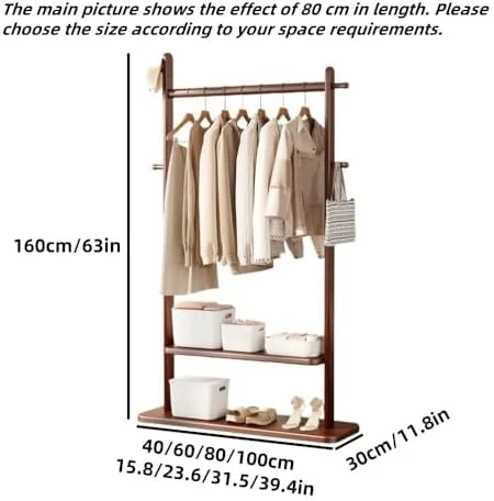 رخت آویز چوبی ایستاده مدرن - جالباسی شیک با 2 طبقه، پایه آویز برای ورودی، اتاق خواب، اتاق نشیمن - زرد 100x30x160 سانتی متر