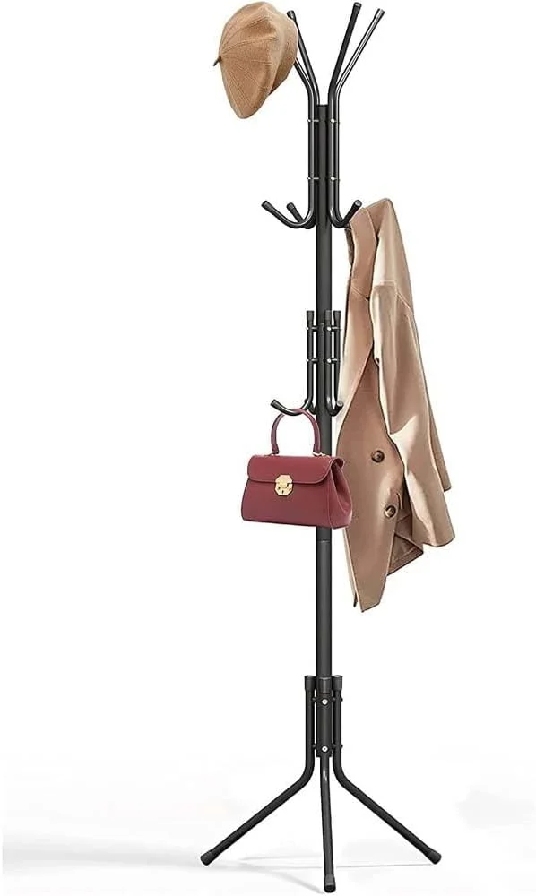 جالباسی ایستاده 12 آویز، آهن فرفورژه، سازمان دهنده کمد لباس با قفسه، مناسب اتاق خواب/ورودی