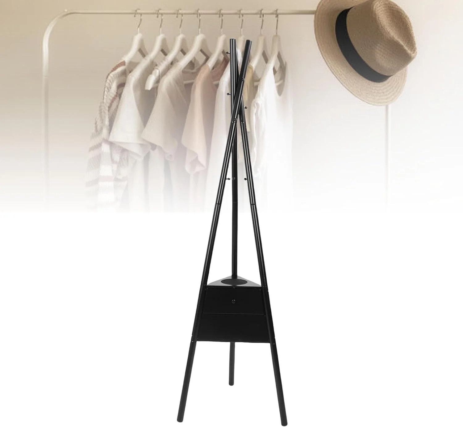 چوب لباسی ایستاده Asixxsix با مونتاژ آسان، آویز لباس و خوشبو کننده هوا، دارای ۱۲ قسمت برای آویزان کردن لباس، مناسب برای کیف، ورودی منزل، راهرو، اتاق خواب و دفتر کار