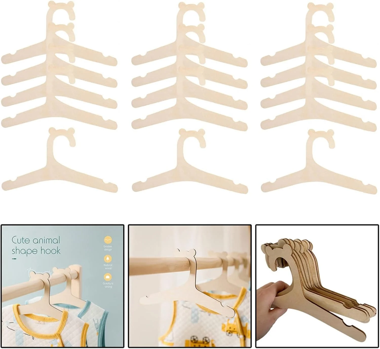 چوب لباسی چوبی BNHGYTYU، بسته 10 عددی، مناسب برای حوله، لباس، عروسک و نظم دهی به کمد چوب لباسی چوبی BNHGYTYU، بسته 10 عددی، مناسب برای حوله، لباس، عروسک و نظم دهی به کمد