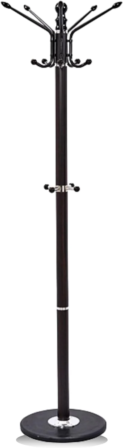 جالباسی ایستاده ECVV® با ۱۴ آویز، جالباسی با پایه گرد، مناسب برای ورودی، لباس، شال گردن، راهرو، اتاق خواب، اتاق نشیمن | مشکی
