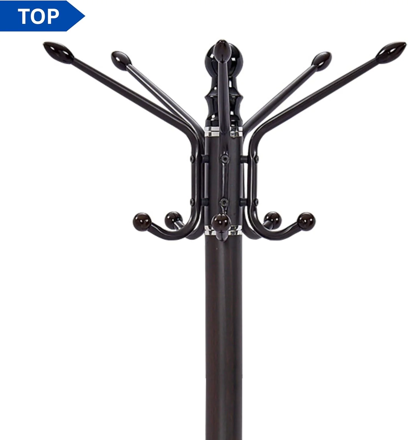 جالباسی ایستاده ECVV® با ۱۴ آویز، جالباسی با پایه گرد، مناسب برای ورودی، لباس، شال گردن، راهرو، اتاق خواب، اتاق نشیمن | مشکی