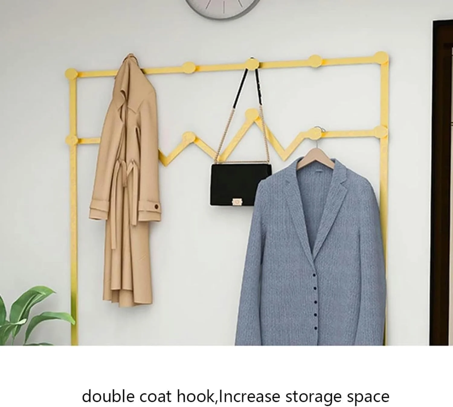 رخت آویز 3 در 1 برای راهرو، جاکفشی، رخت آویز ورودی، با انبار، چوب لباسی با قلاب، قفسه ذخیره سازی آهن فرفورژه، مونتاژ آسان (D-50X30X175Cm)