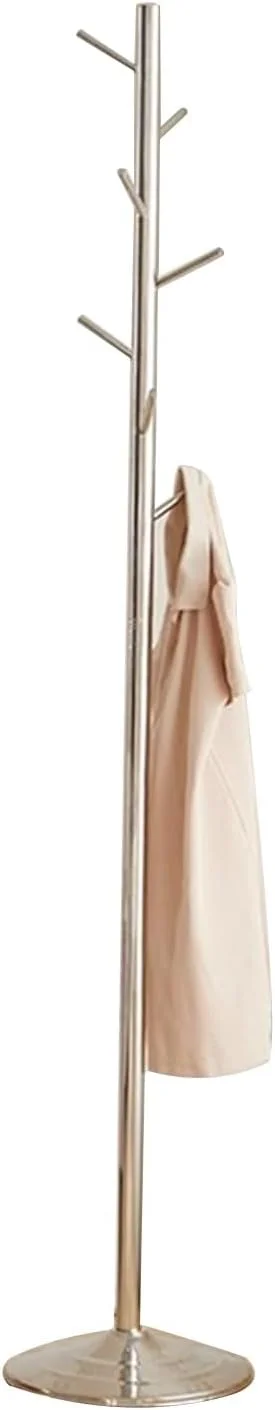 جالباسی فلزی ایستاده با ۷ آویز برای ورودی، اتاق نشیمن، اتاق خواب، جالباسی مدرن و مستقل برای آویزان کردن لباس، کلاه و کیف (نقره ای)