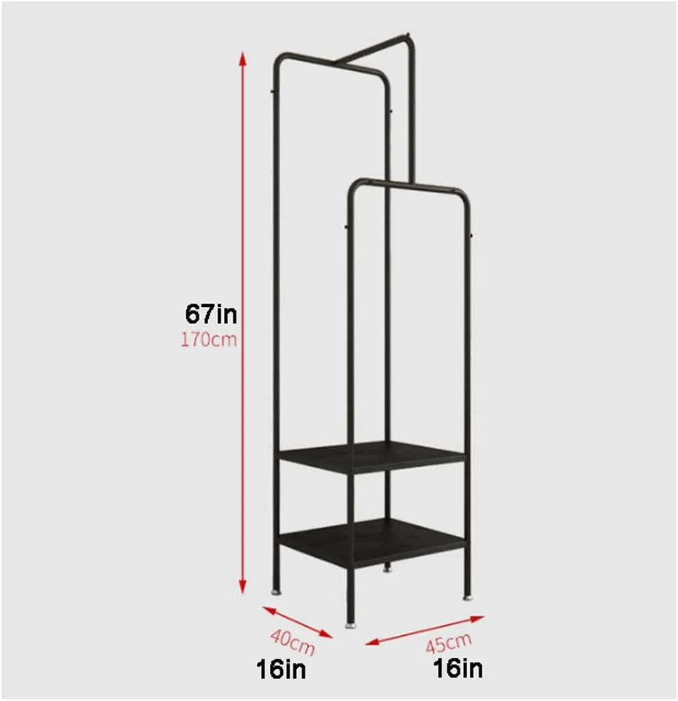جالباسی ایستاده با قفسه ذخیره سازی، رخت آویز فلزی مستقل برای ورودی، اتاق نشیمن، حمام، آویز لباس، کلاه، کیف، مستقل، مونتاژ آسان (سفید)
