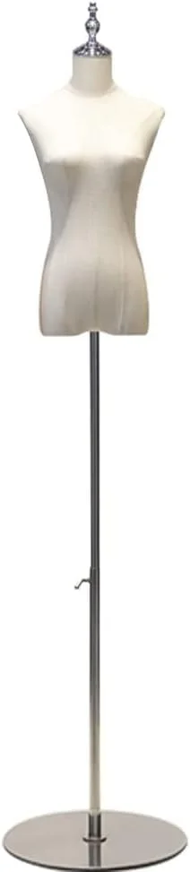 مانکن نیم تنه زنانه مدل تنه قابل تنظیم با ارتفاع 145 تا 215 سانتی متر مناسب ویترین فروشگاه - نقره ای - سایز کوچک