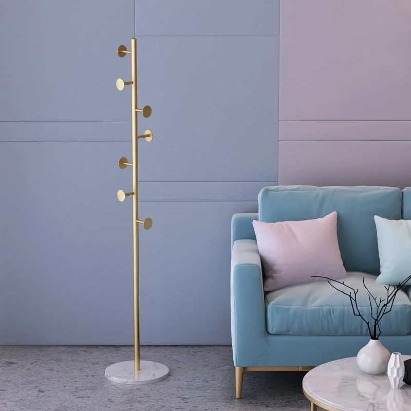 چوب لباسی ایستاده فلزی طرح سنگ مرمر طلایی به طول 1.7 متر، مناسب برای آویزان کردن لباس، شال، کیف و کلاه در اتاق نشیمن