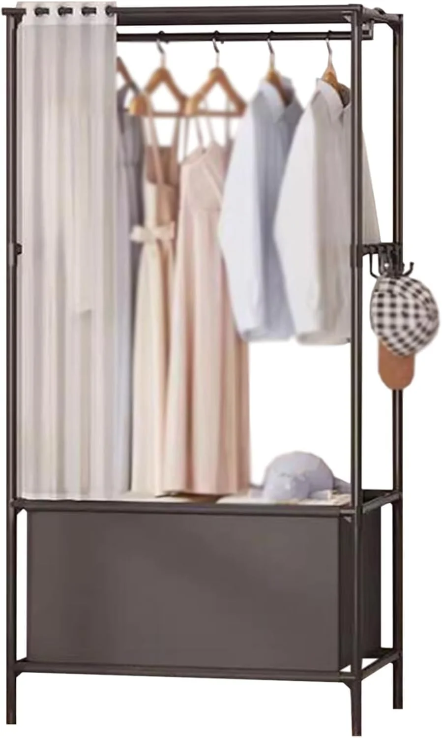 رگال لباس چند لایه تاشو، کمد لباس مبلمان منزل، رگال ایستاده لباس، مناسب برای آویز لباس، رگال اتاق کودک، مشکی