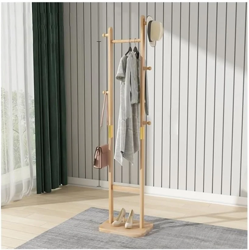 رخت آویز ایستاده گوشه ای، مناسب اتاق خواب، کمد چوبی جامد، آویز گوشه ای اتاق نشیمن، آویز لباس، آویز کلاه (رنگ چوب)