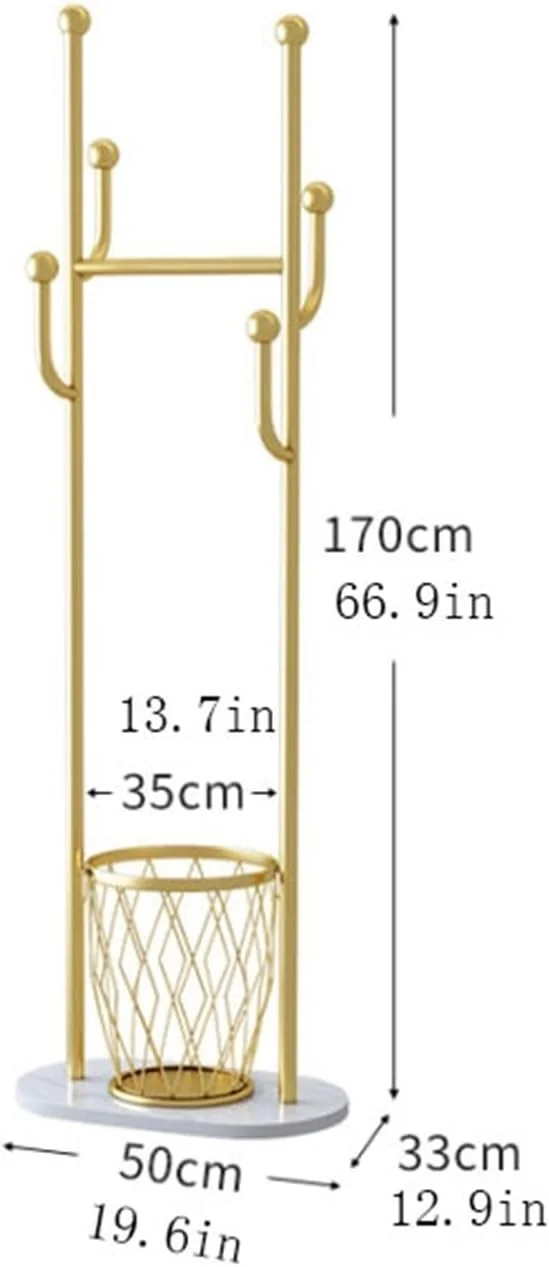 رخت آویز ایستاده با سبد لباس، چوب لباسی میله ای خانگی اتاق خواب اتاق نشیمن، آویز لباس ایستاده (A)