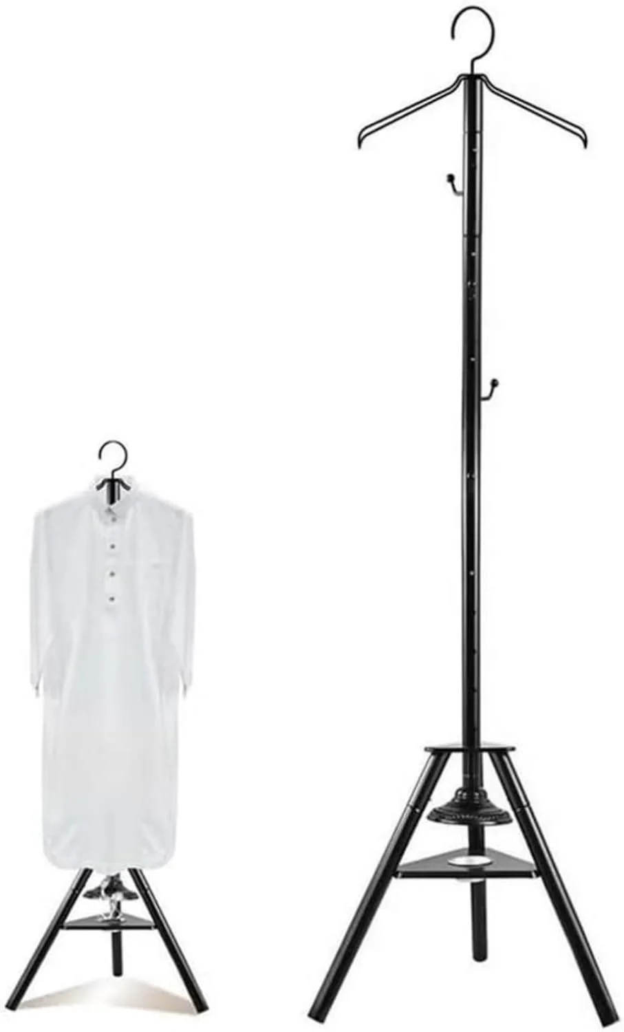 جالباسی فلزی ایستاده، استند سوزاندن عود لباس، با قلاب برای آویزان کردن کت، کلاه، شال، لباس و کیف دستی (مشکی)