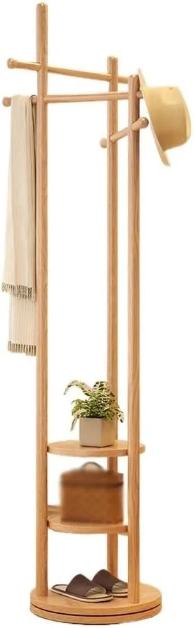 چوب لباسی ایستاده چوبی جامد، آویز لباس، مناسب اتاق خواب، نشیمن، چرخشی، مناسب ورودی منزل و آویز کلاه (چوبی)