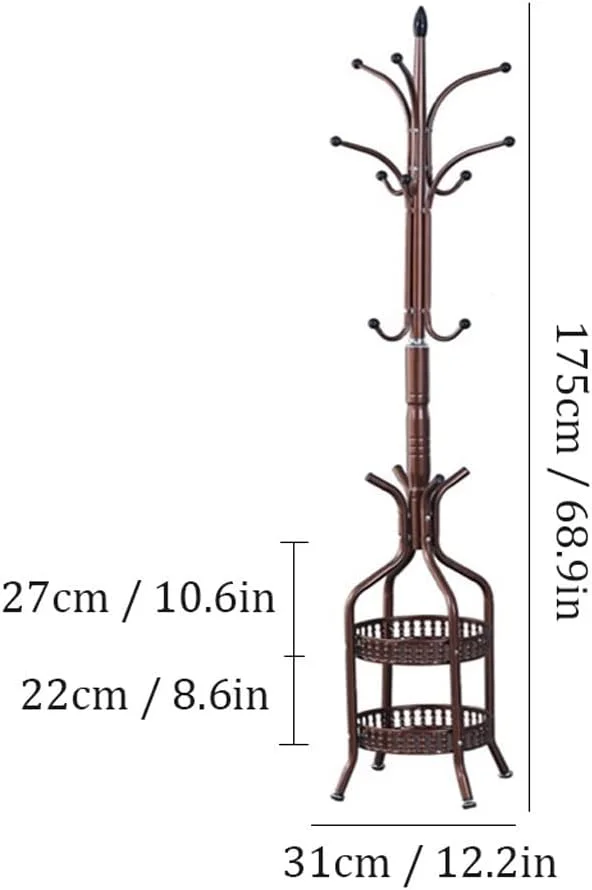 رگال لباس فلزی ایستاده با سبد ذخیره سازی، رگال لباس سنگین برای اتاق خواب و اتاق نشیمن، رخت آویز کلاه و پایه کت برای گوشه، رگال لباس برای مرتب کردن ژاکت ها