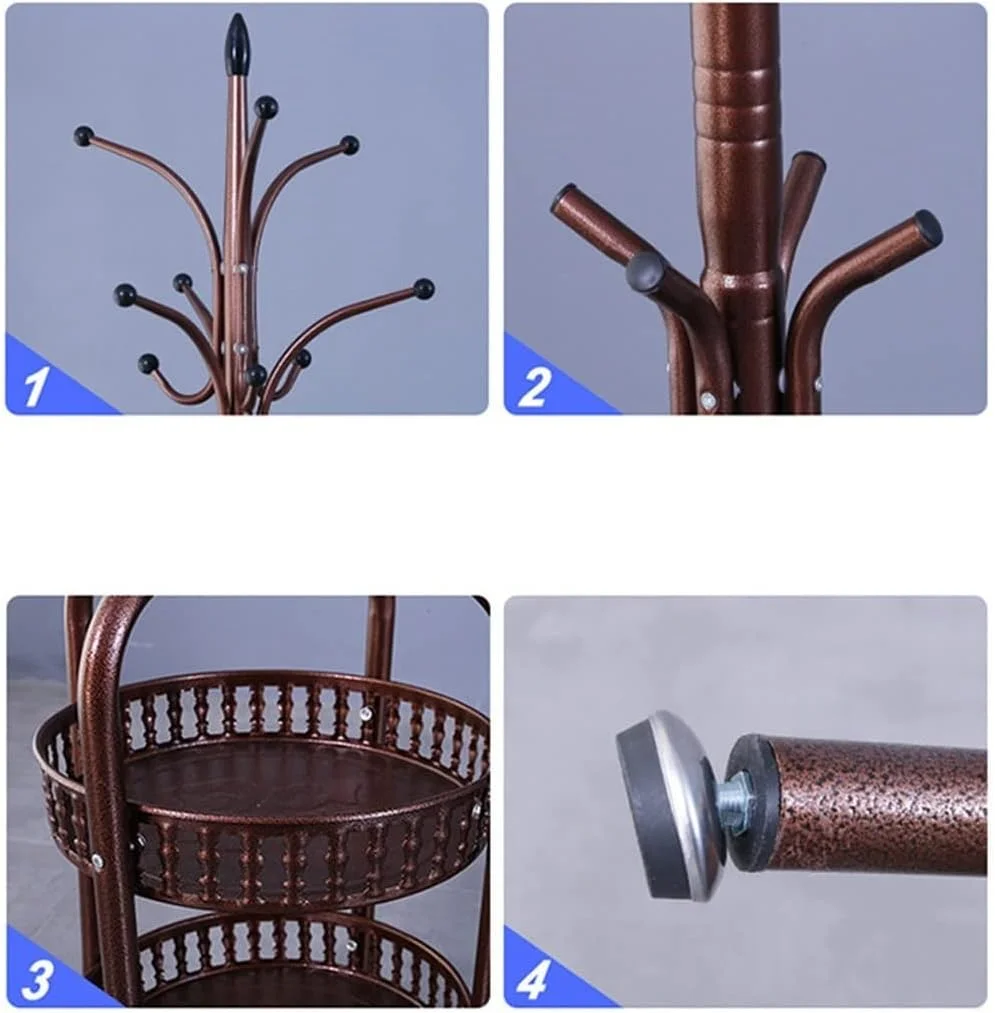 رگال لباس فلزی ایستاده با سبد ذخیره سازی، رگال لباس سنگین برای اتاق خواب و اتاق نشیمن، رخت آویز کلاه و پایه کت برای گوشه، رگال لباس برای مرتب کردن ژاکت ها