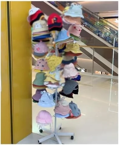 استند کلاه ایستاده بزرگ، نگهدارنده فلزی کلاه گیس یا کلاه، سازمان دهنده نمایش کلاه برای فروشگاه ها، با 15/20/25/30 قلاب دایره ای قابل تنظیم