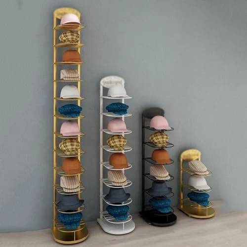 استند کلاه فلزی ایستاده، قفسه نمایش کلاه خرده فروشی 3/6/8/10 طبقه، سازمان دهنده کلاه بیسبال، کلاه ایمنی، کفش، قفسه های آویز تجاری