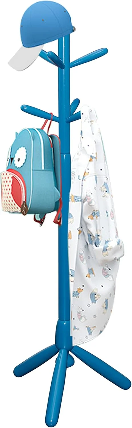 چوب لباسی ایستاده چوبی، مناسب ورودی، جالباسی با 6 آویز و پایه سه پایه پایدار، آویز لباس چوبی برای راهروی ورودی منزل، قابل استفاده در اتاق خواب کودکان برای آویزان کردن لباس.