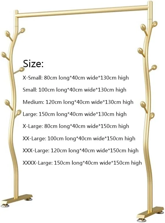 رگال لباس ایستاده، آویز لباس ساده مناسب اتاق خواب، بدون اشغال فضا، رگال لباس کوچک کنار تخت، رگال کلاه مناسب ورودی (طلایی - متوسط)