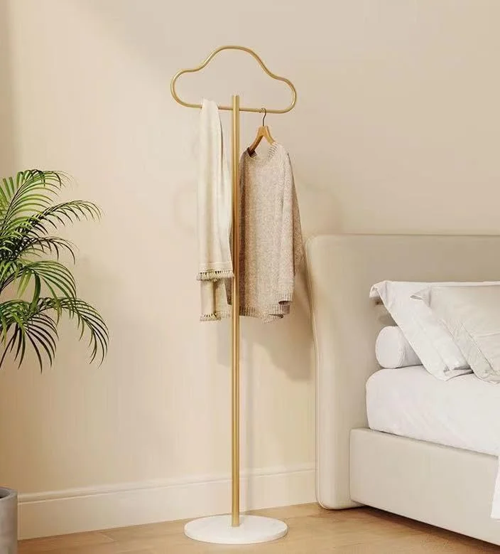 رخت آویز ایستاده طلایی با پایه مرمر طبیعی، آویز لباس فلزی مدرن و مقاوم، مناسب برای کلاه، شال، کیف، و کت (طلایی)