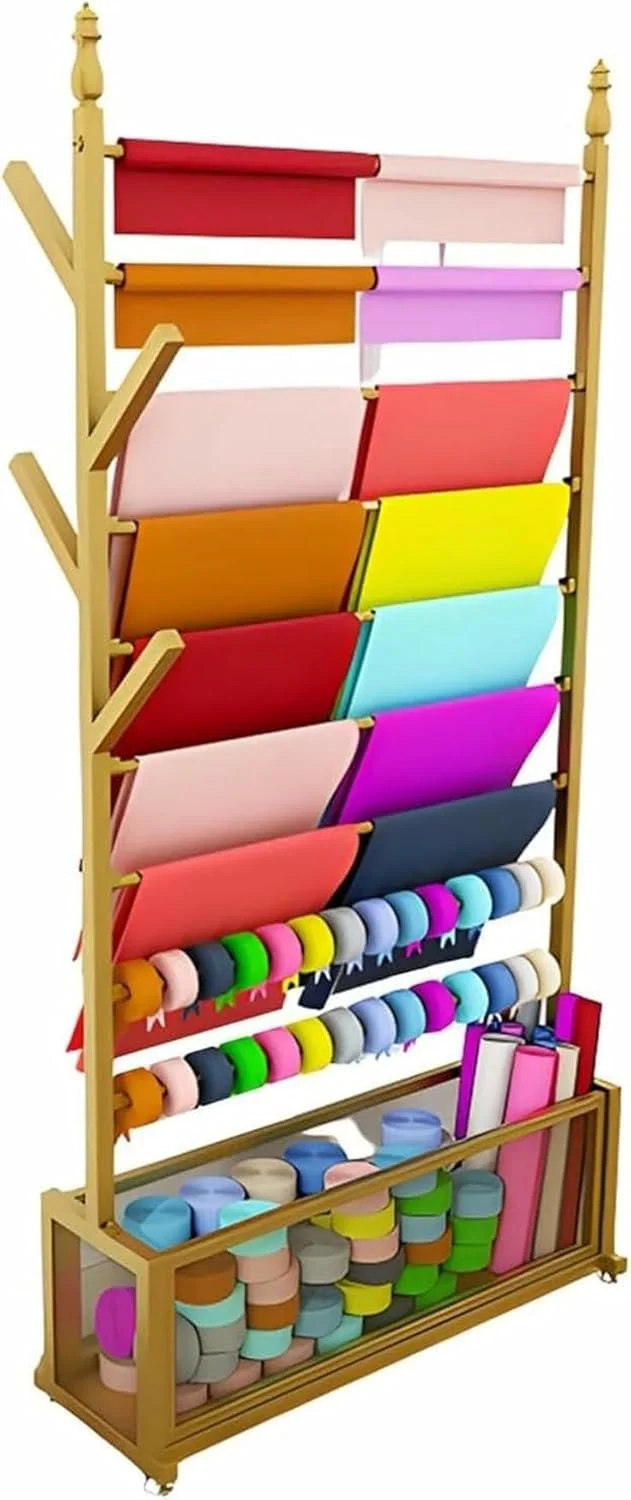 استند فلزی ایستاده و مقاوم برای نگهداری شال، کاغذ کادو، روبان و پارچه، مناسب گلفروشی (B-90 سانتی متر)