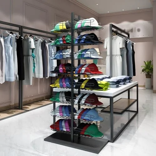 قفسه کلاه چند طبقه، آویز نگهدارنده کلاه ایستاده، استند نمایش کلاه تجاری، قفسه های نظم دهنده کلاه فروشگاهی و خانگی