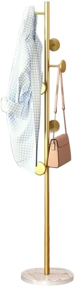 جالباسی فلزی ایستاده با پایه مرمر، جالباسی چند منظوره عمودی، جالباسی درختی ایستاده پایدار با 7 آویز، مناسب برای آویزان کردن لباس، کلاه، کیف در اتاق خواب، نشیمن و اداره