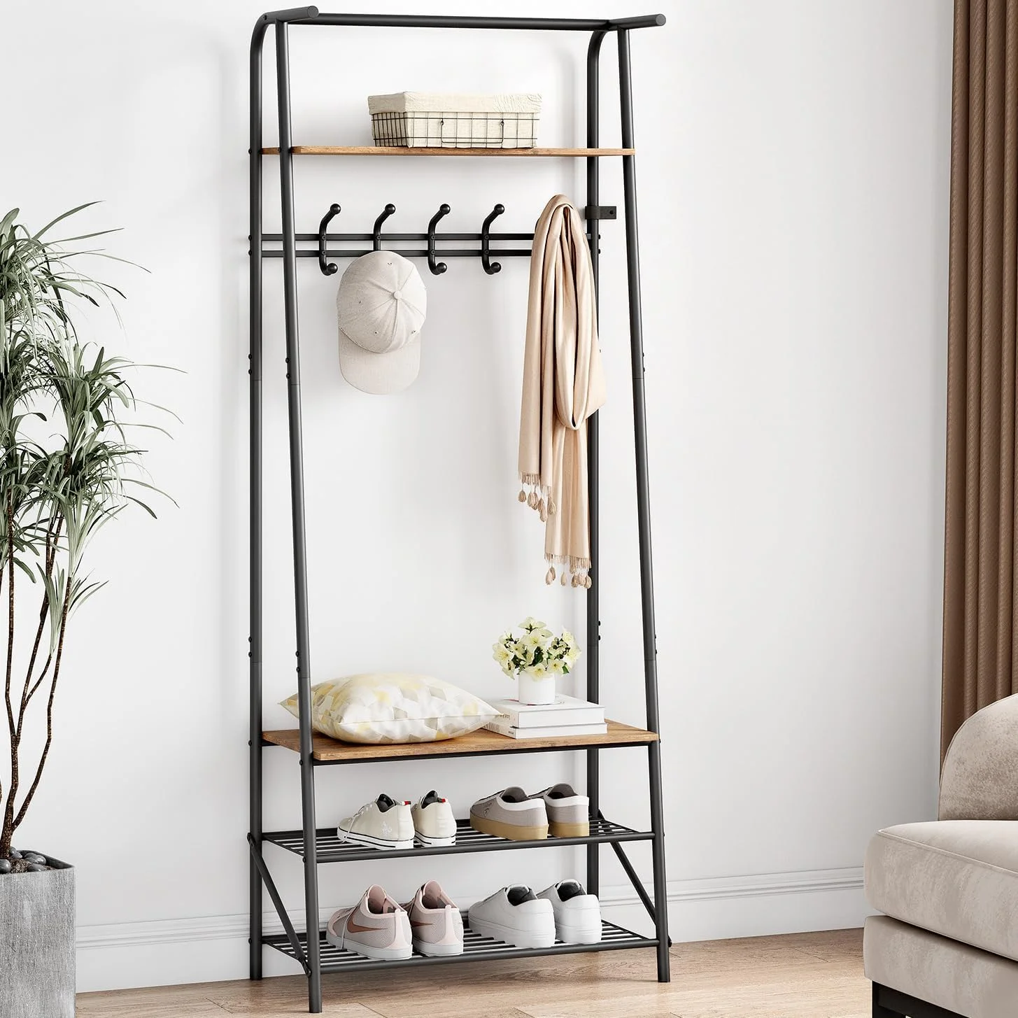 جالباسی ایستاده Garvee با طول 60 سانتی متر، دارای ردیف تکی قلاب برای آویزان کردن کت/کیف/کلاه، قفسه های فلزی و MDF برای کفش، قفسه ورودی با طراحی ساده، ایده آل برای فضاهای کوچک، نصب آسان، راه حل بادوام برای ذخیره سازی و صرفه جویی در فضا جالباسی ایستاده Garvee با طول 60 سانتی متر، دارای ردیف تکی قلاب برای آویزان کردن کت/کیف/کلاه، قفسه های فلزی و MDF برای کفش، قفسه ورودی با طراحی ساده، ایده آل برای فضاهای کوچک، نصب آسان، راه حل بادوام برای ذخیره سازی و صرفه جویی در فضا