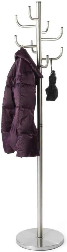 جالباسی ایستاده guiling-1986 با ۸ آویز و پایه سنگین از جنس استیل ضد زنگ برای کت، شال و کیف