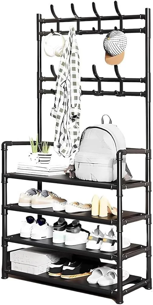 جالباسی ایستاده ۴ طبقه Goodern با قفسه کفش، ارگنایزر کفش ۳ در ۱ ورودی منزل با ۸ آویز، قفسه لولههای فلزی درخت سالن ایستاده برای نگهداری کفش، آویز لباس برای کلاه، اتاق نشیمن، اتاق خواب - مشکی جالباسی ایستاده ۴ طبقه Goodern با قفسه کفش، ارگنایزر کفش ۳ در ۱ ورودی منزل با ۸ آویز، قفسه لولههای فلزی درخت سالن ایستاده برای نگهداری کفش، آویز لباس برای کلاه، اتاق نشیمن، اتاق خواب - مشکی