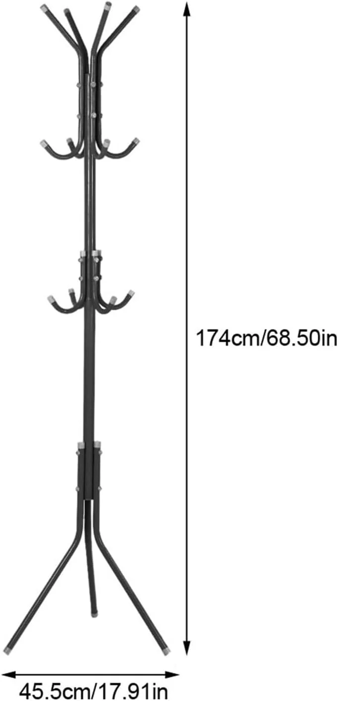 جالباسی فلزی با چندین آویز برای کت، کلاه، کیف و لباس مناسب ورودی، اتاق خواب، راهرو و دفتر کار. جالباسی مدل درختی (سفید)