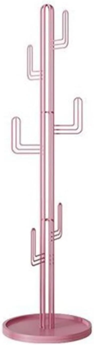 چوب لباسی ایستاده guiling-1986 برای لباس، چوب لباسی با پایه گرد پایدار، طرح کاکتوس، برای لباس، کلاه، کیف و غیره. چوب لباسی طرح درختی (صورتی)