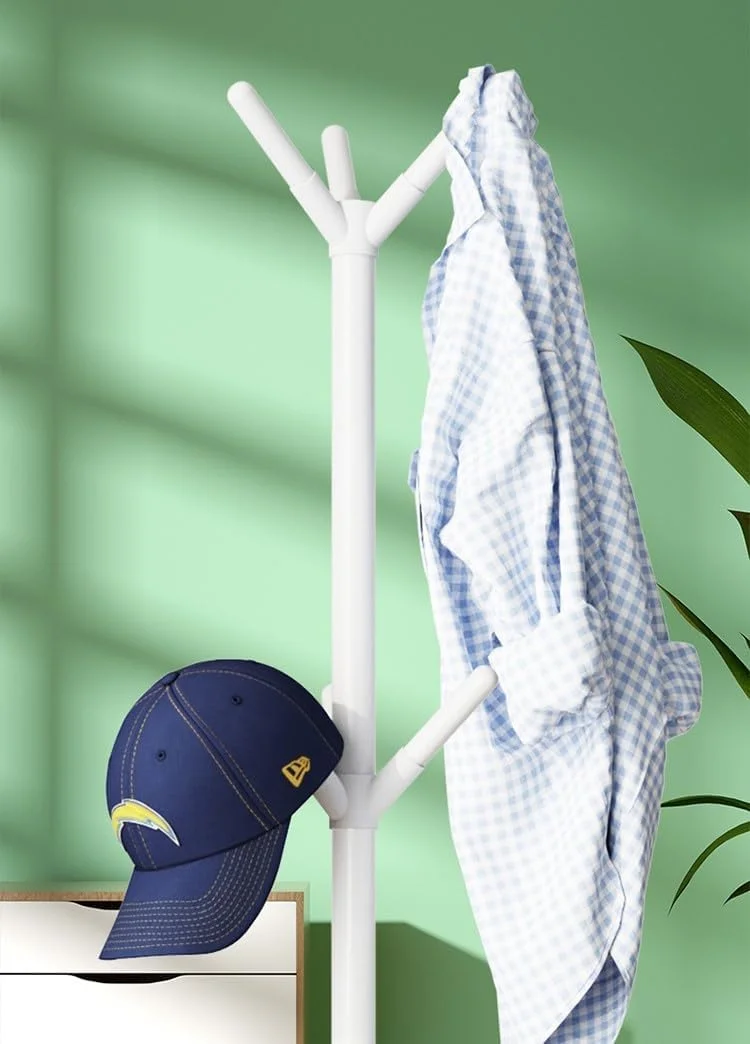 چوب لباسی ایستاده فلزی HALAYAYA، رخت آویز ایستاده برای کیف، کلاه، ژاکت، مناسب برای ورودی، نصب بدون نیاز به ابزار (مشکی)