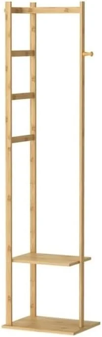چوب لباسی ایستاده guiling-1986 از جنس بامبو با استحکام بالا، مناسب برای گوشه اتاق، دارای قلاب و قفسه، ایده آل برای اتاق خواب، دفتر کار یا ورودی