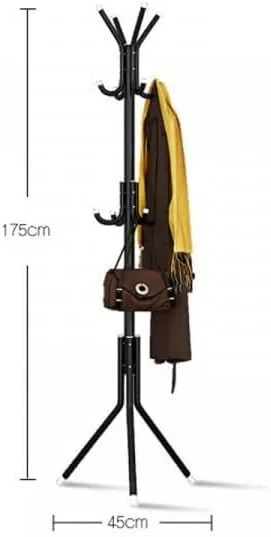 آویز لباس ایستاده فلزی برند استور وی، جالباسی کلاه و کت، مناسب کیف دستی، آویز لباس، پایه نگهدارنده مشکی