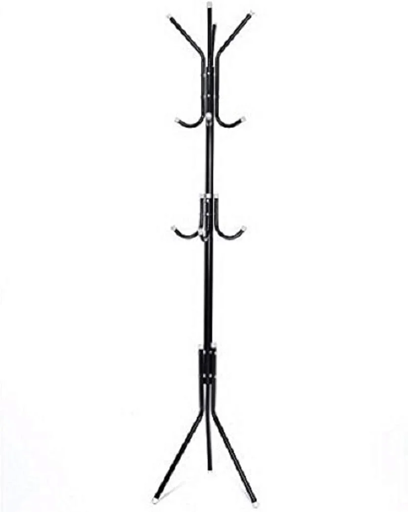 آویز لباس ایستاده فلزی برند استور وی، جالباسی کلاه و کت، مناسب کیف دستی، آویز لباس، پایه نگهدارنده مشکی